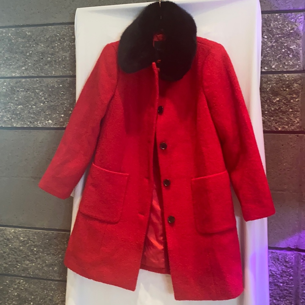 TALBOTS RED WOOL COAT MP, EXCELLENT CONDITION